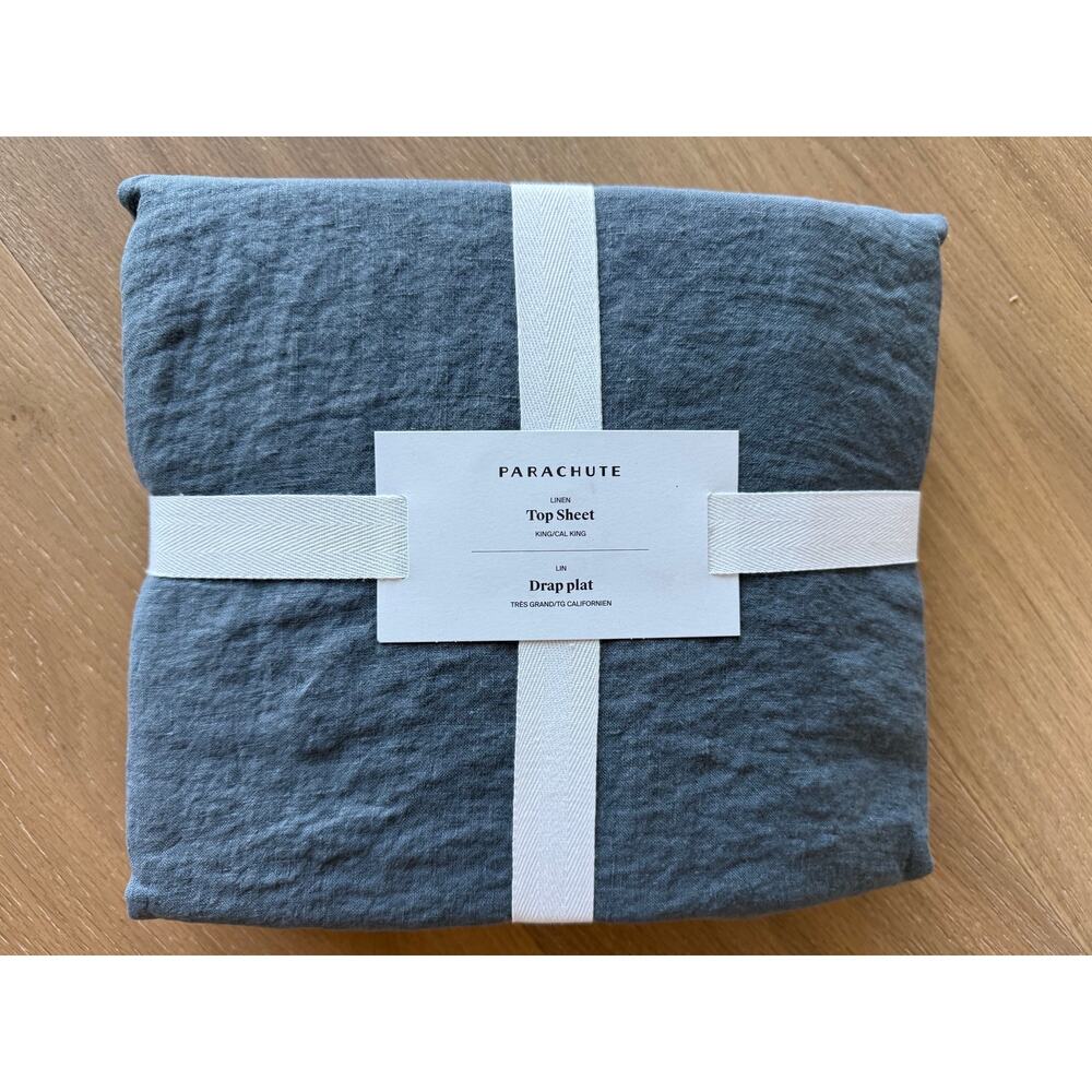 New Parachute Home Linen Top Sheet King or Cal King Size in Dusk Blue